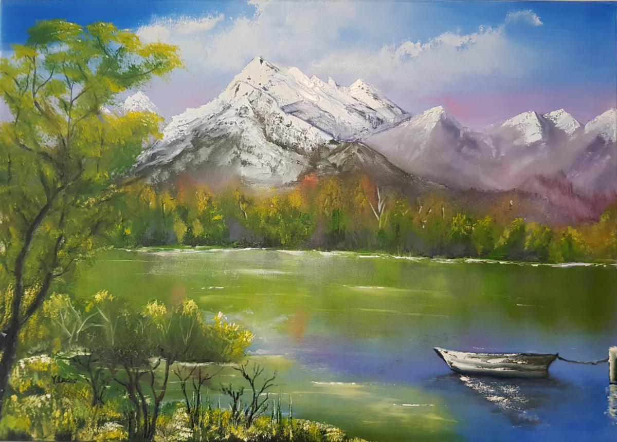 lac montagne barque